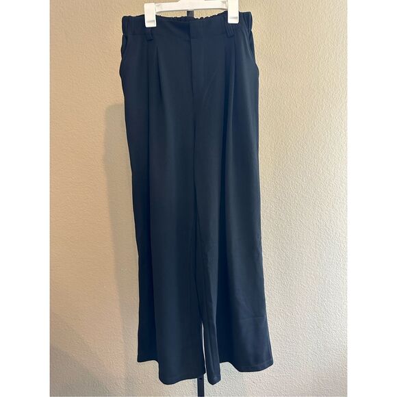Size M Halara High Waisted Plicated Side Pocket Wide Leg Waffle Work Pants in Bl - Picture 3 of 7